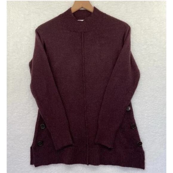 Peyton Primrose Medium Sweater Purple Mock Neck Buttons Super Soft - Picture 1 of 8